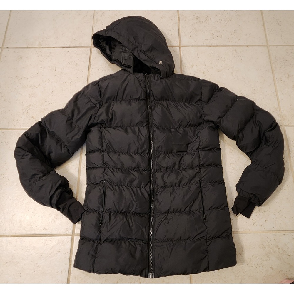 Pulse Black Puffer Jacket Hooded Quilted Winter Coat Youth Large 14/16